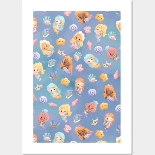 Cute Cartoon Mermaids Posters and Art